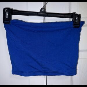 Garage blue strapless tube crop top